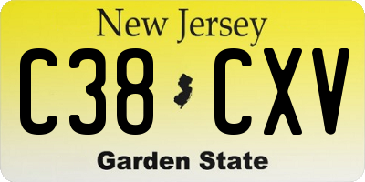 NJ license plate C38CXV