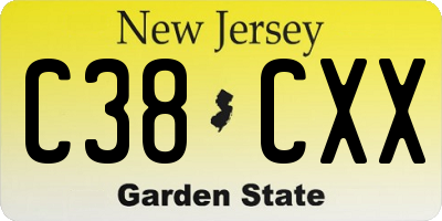 NJ license plate C38CXX