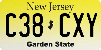 NJ license plate C38CXY