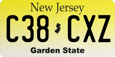 NJ license plate C38CXZ