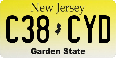 NJ license plate C38CYD