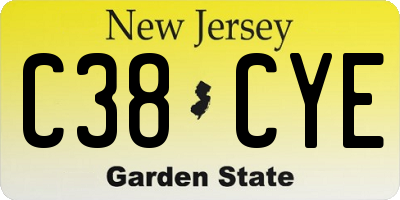 NJ license plate C38CYE
