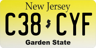 NJ license plate C38CYF