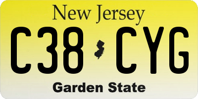 NJ license plate C38CYG