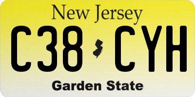 NJ license plate C38CYH