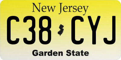 NJ license plate C38CYJ