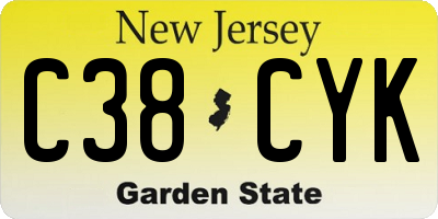NJ license plate C38CYK