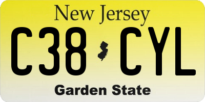 NJ license plate C38CYL