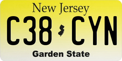 NJ license plate C38CYN