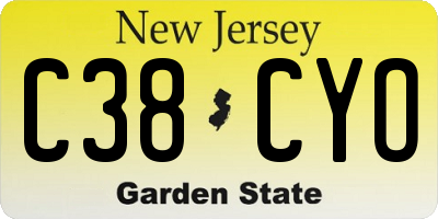 NJ license plate C38CYO
