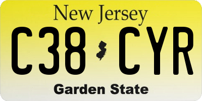 NJ license plate C38CYR