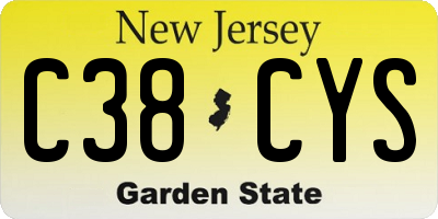 NJ license plate C38CYS
