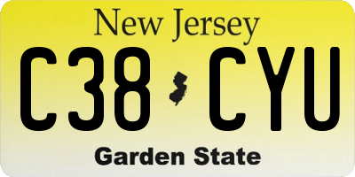 NJ license plate C38CYU