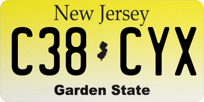 NJ license plate C38CYX