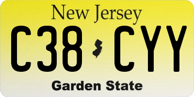 NJ license plate C38CYY