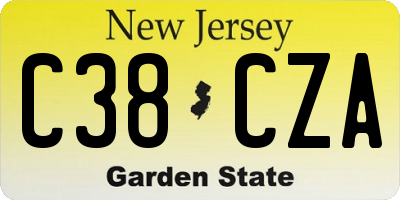 NJ license plate C38CZA