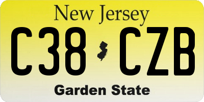 NJ license plate C38CZB