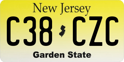 NJ license plate C38CZC