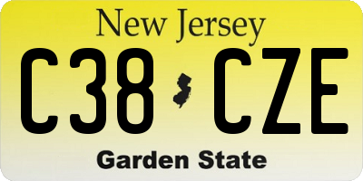 NJ license plate C38CZE