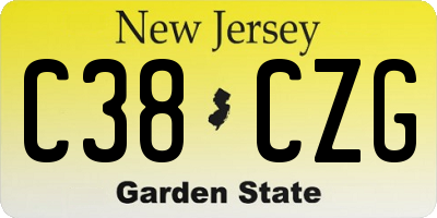 NJ license plate C38CZG