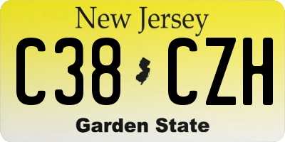 NJ license plate C38CZH
