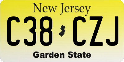 NJ license plate C38CZJ