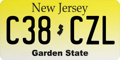 NJ license plate C38CZL