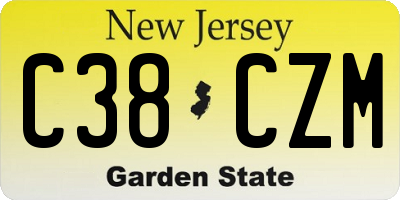 NJ license plate C38CZM