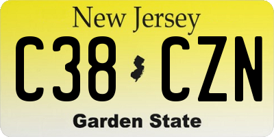 NJ license plate C38CZN