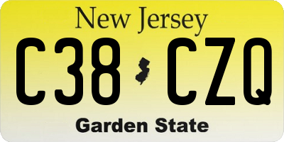 NJ license plate C38CZQ