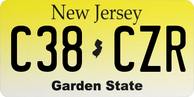 NJ license plate C38CZR