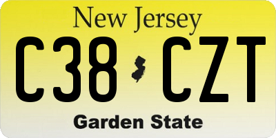 NJ license plate C38CZT