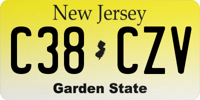 NJ license plate C38CZV