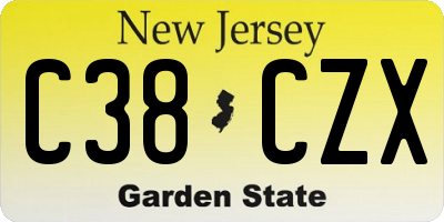 NJ license plate C38CZX