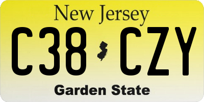NJ license plate C38CZY