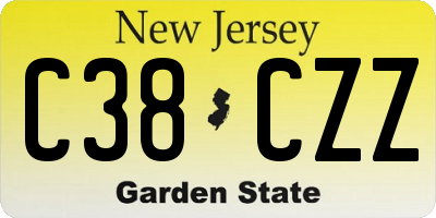 NJ license plate C38CZZ