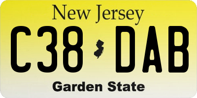 NJ license plate C38DAB