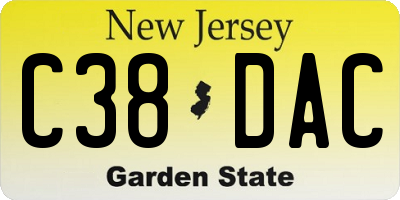 NJ license plate C38DAC