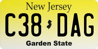 NJ license plate C38DAG