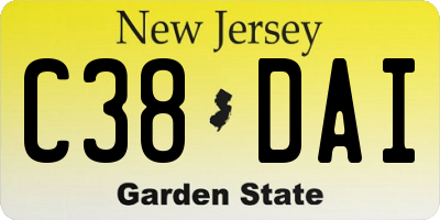 NJ license plate C38DAI