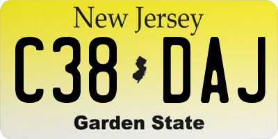 NJ license plate C38DAJ