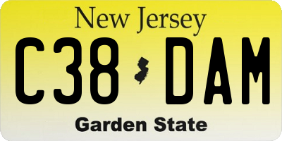 NJ license plate C38DAM