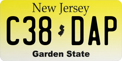 NJ license plate C38DAP