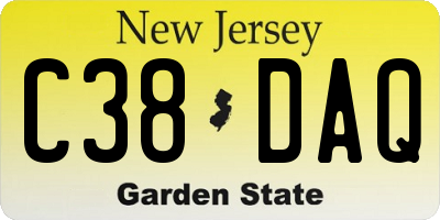 NJ license plate C38DAQ