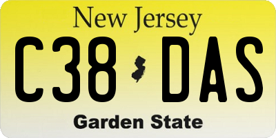 NJ license plate C38DAS