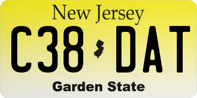 NJ license plate C38DAT