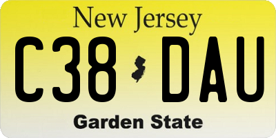 NJ license plate C38DAU
