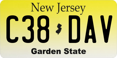 NJ license plate C38DAV