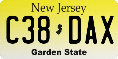 NJ license plate C38DAX