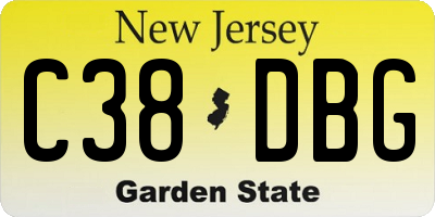 NJ license plate C38DBG